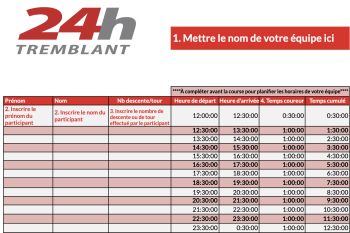 feuille de relais 24h tremblant