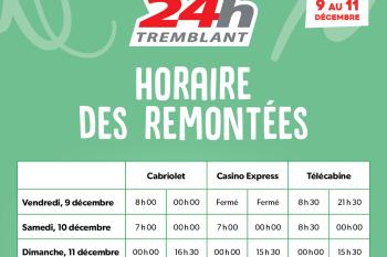 horaire remontées 24h tremblant